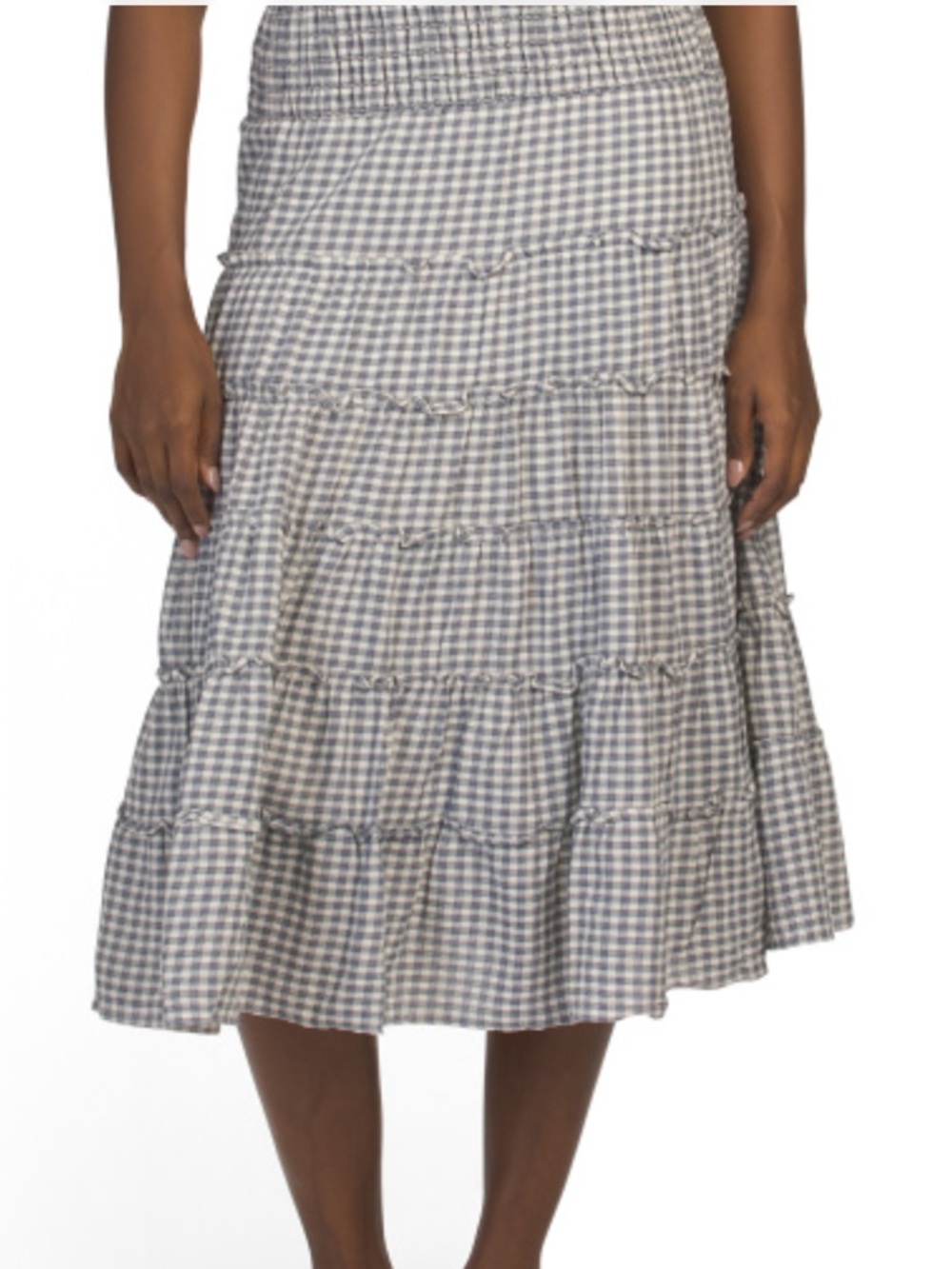 NWT MAX STUDIO LONDON Tiered Gingham Skirt With Smocked Waist S